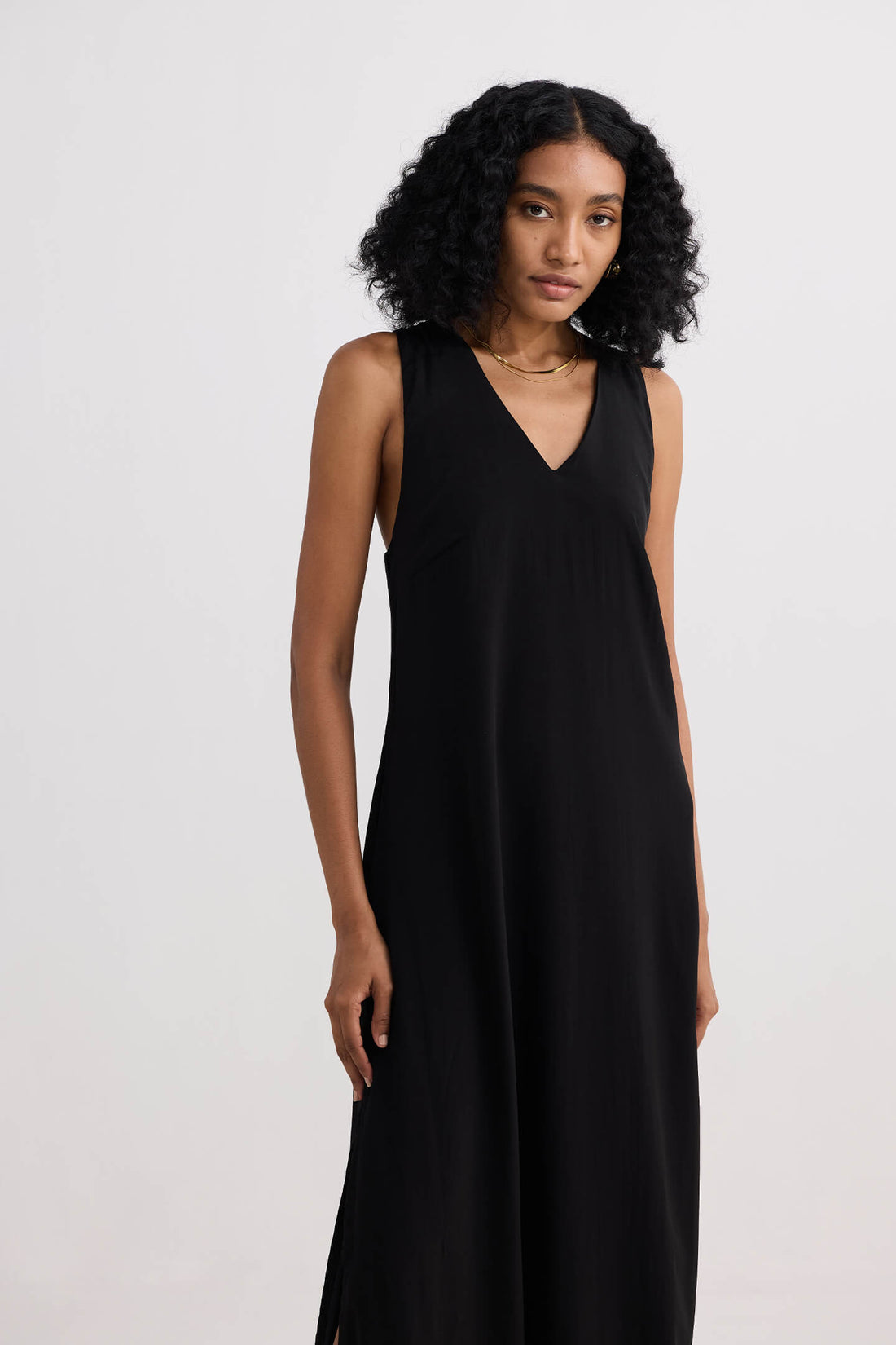 Crossed in Chic Sleeveless Maxi Dress in Black - Stella Carakasi