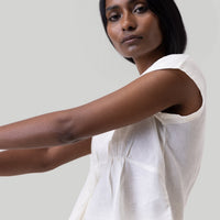 Deep V-neck Top in Off-white -COL - Stella Carakasi