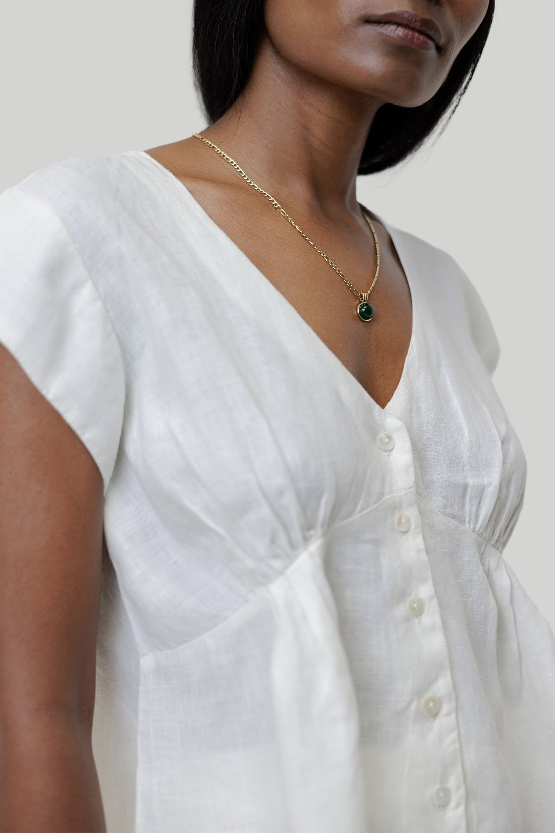 Deep V-neck Top in Off-white -COL - Stella Carakasi