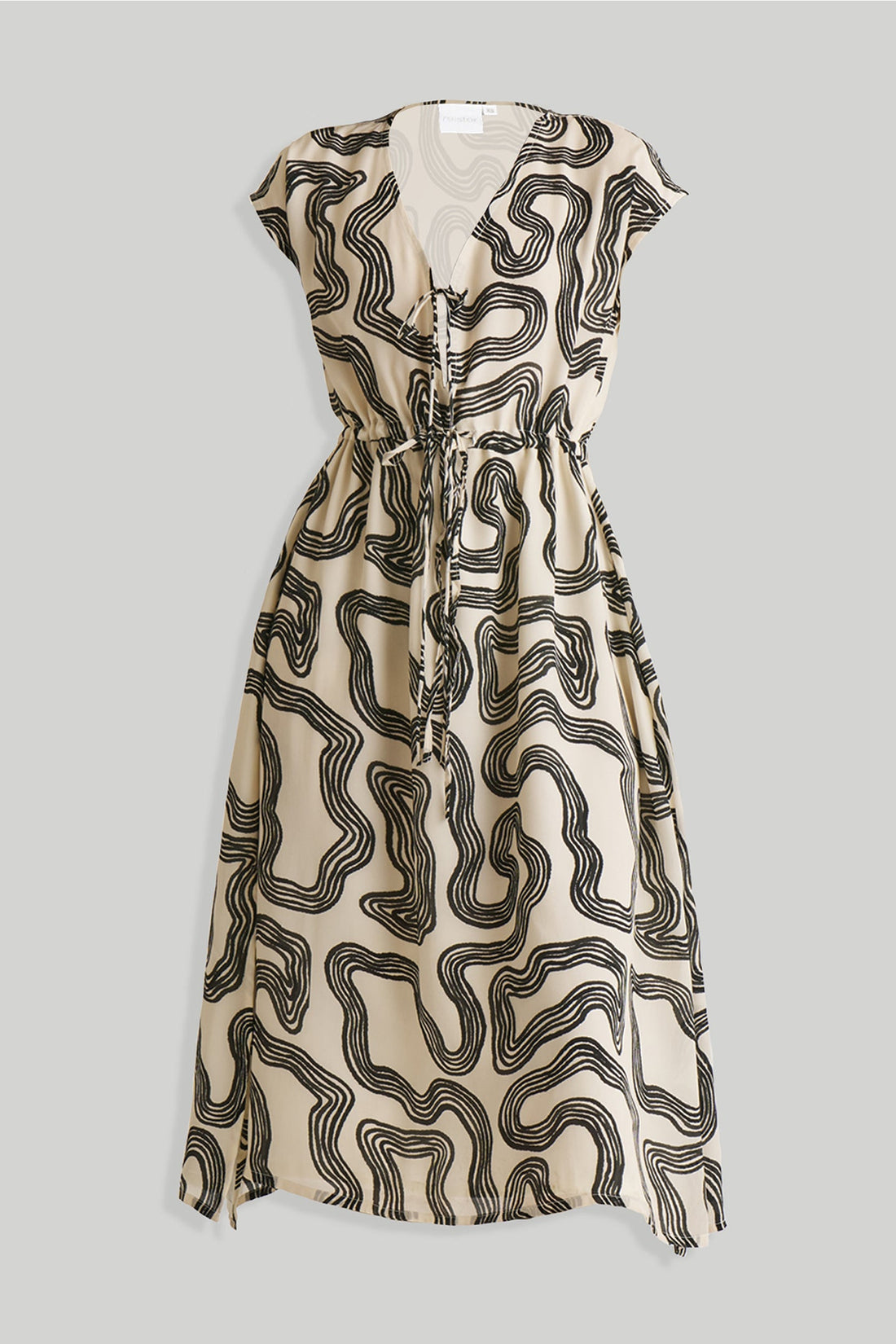 Deep V-neck Gathered Dress -COL