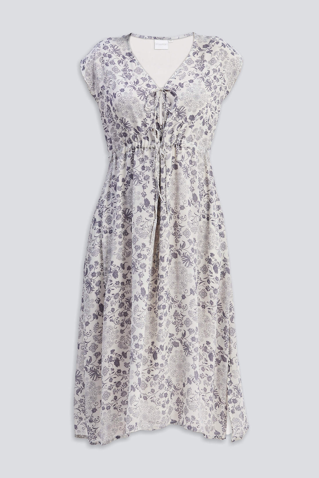 Deep V-neck Gathered Dress in Florals -COL - Stella Carakasi