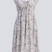 Deep V-neck Gathered Dress in Florals -COL - Stella Carakasi