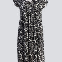 Deep V-neck Maxi Dress with Front Gathers in Black Florals -COL - Stella Carakasi