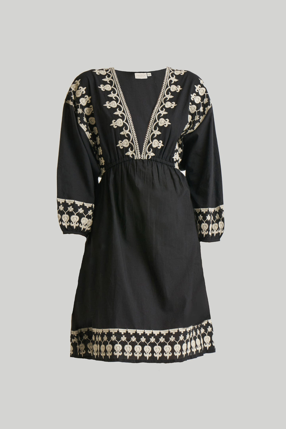 Deep V Embroidered Dress in Black -COL - Stella Carakasi