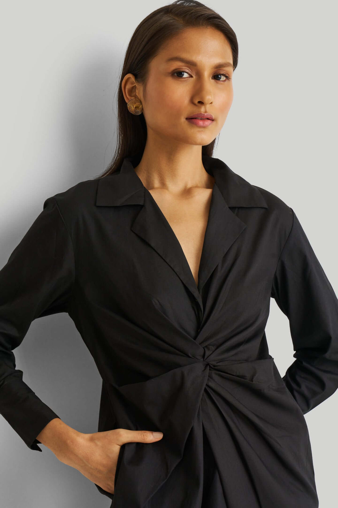 Front Twist Dress in Black -COL - Stella Carakasi
