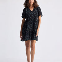 Floral Short Tiered Dress in Dark Blue -COL - Stella Carakasi