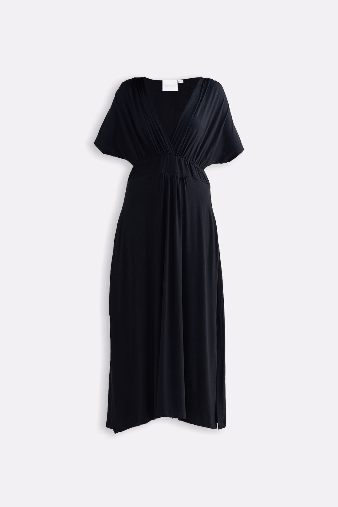 Flowy A-Line Maxi Dress with Side Slits in Black Black / L Flowy A-Line Maxi Dress with Side Slits in Black Black / L