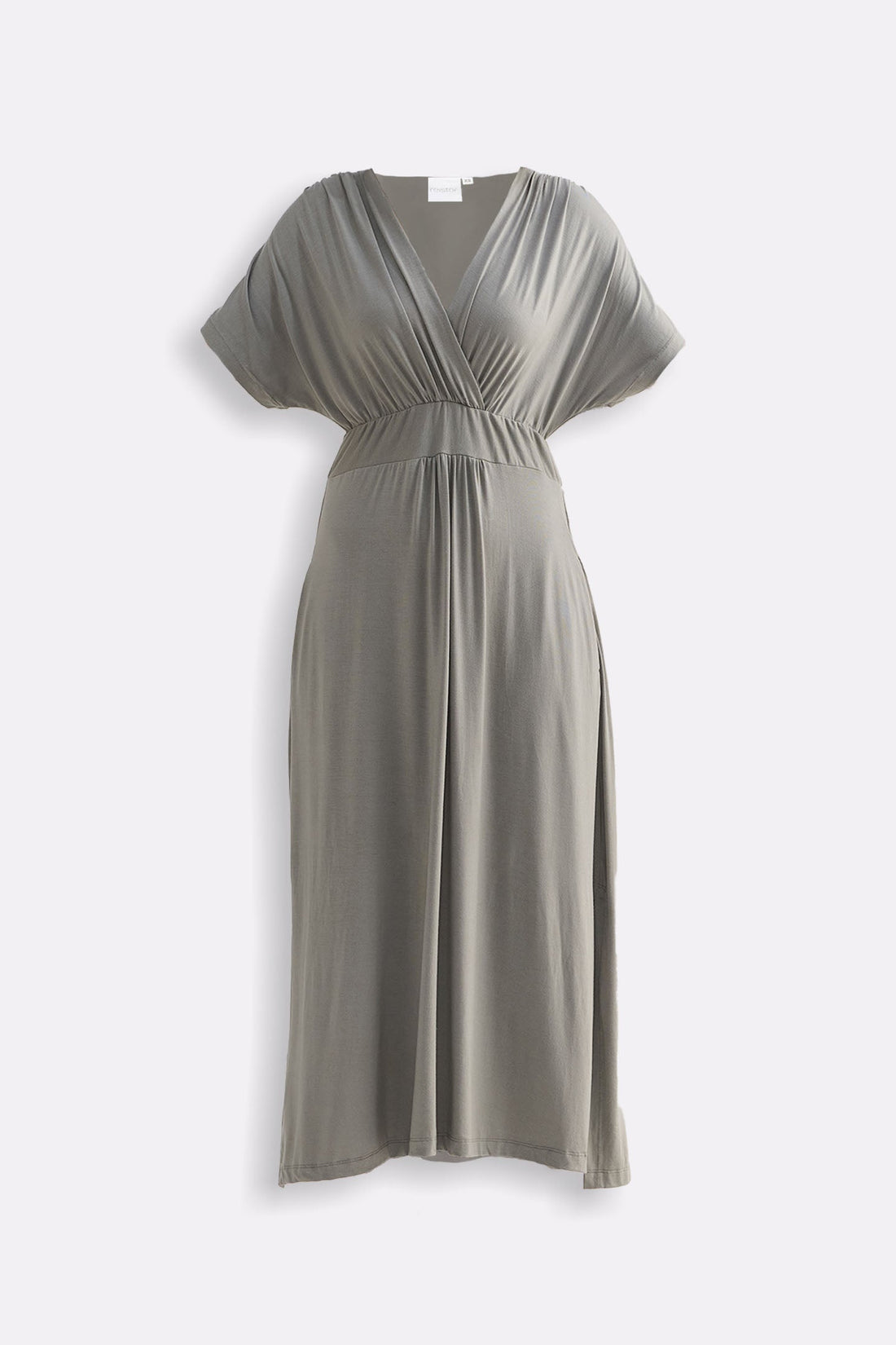 Flowy A-Line Maxi Dress with Side Slits in Light Olive -COL - Stella Carakasi
