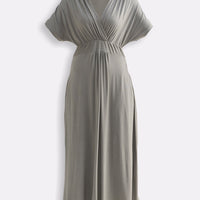 Flowy A-Line Maxi Dress with Side Slits in Light Olive -COL - Stella Carakasi