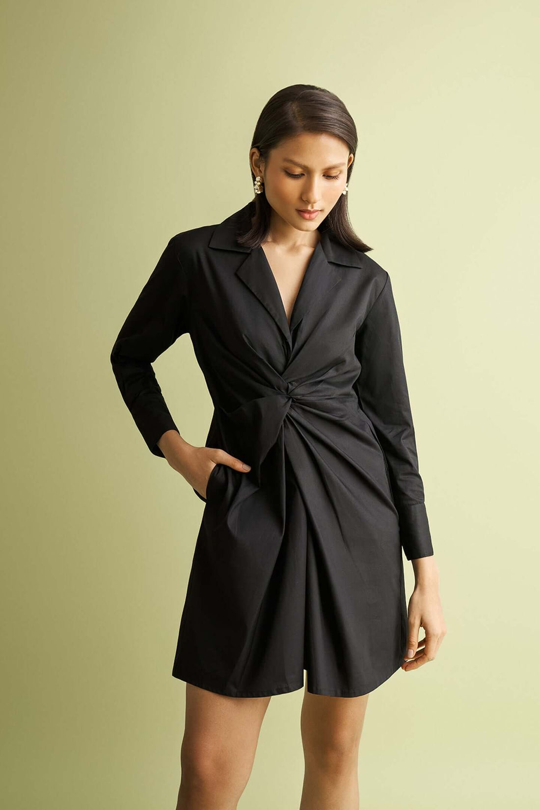 Front Twist Dress in Black -COL - Stella Carakasi