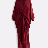 Front Twist Kaftan Dress in Burgundy -COL - Stella Carakasi