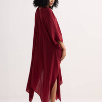 Front Twist Kaftan Dress in Burgundy -COL - Stella Carakasi