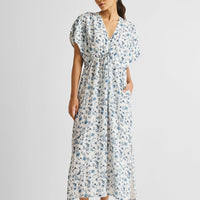Gathered Maxi Dress in Blue Florals -COL - Stella Carakasi