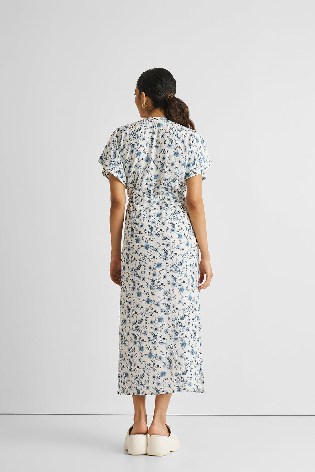Gathered Maxi Dress in Blue Florals -COL - Stella Carakasi