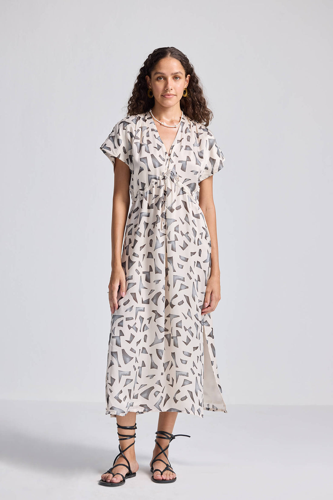 Gathered Maxi Dress with Side Slits in Mosaic -COL - Stella Carakasi
