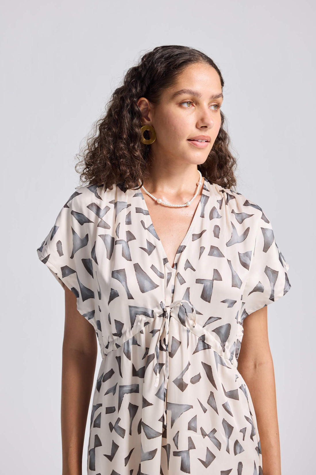 Gathered Maxi Dress with Side Slits in Mosaic -COL - Stella Carakasi
