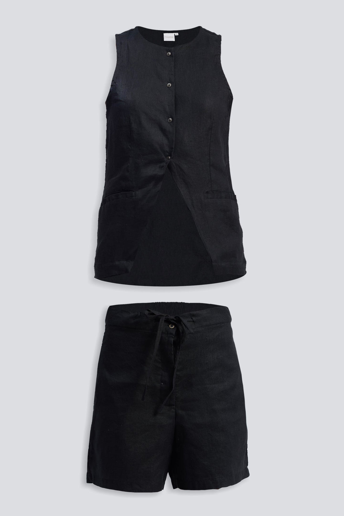 Hemp Vest Jacket Set in Black -COL - Stella Carakasi