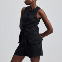 Hemp Vest Jacket Set in Black -COL - Stella Carakasi