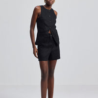 Hemp Vest Jacket Set in Black -COL - Stella Carakasi