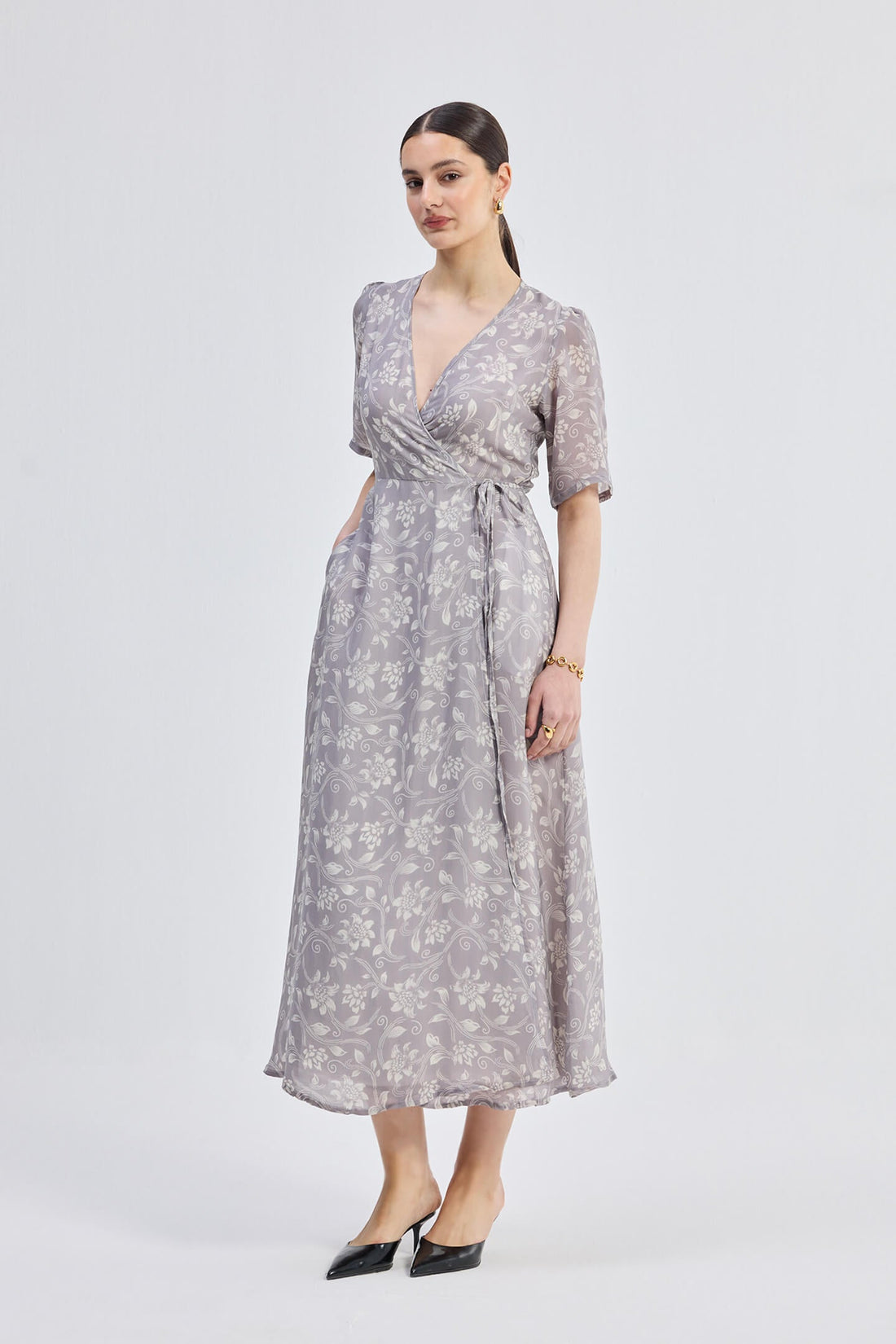 Maxi Wrap Floral dress in Vintage Vines -COL - Stella Carakasi