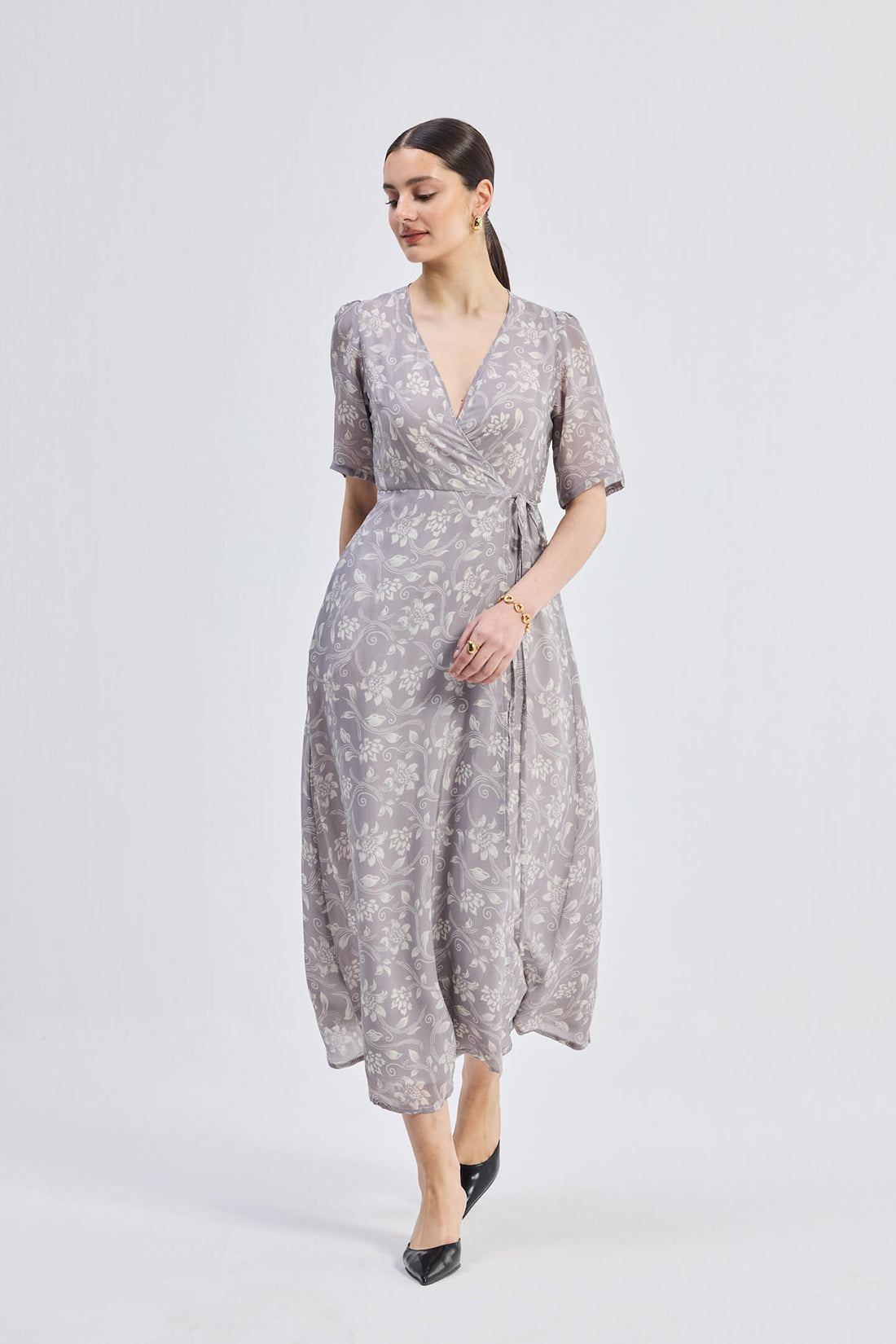 Maxi Wrap Floral dress in Vintage Vines -COL - Stella Carakasi