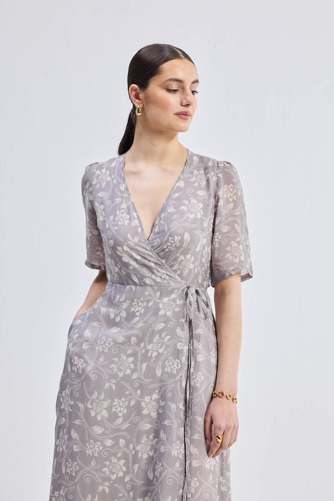 Maxi Wrap Floral dress in Vintage Vines -COL - Stella Carakasi