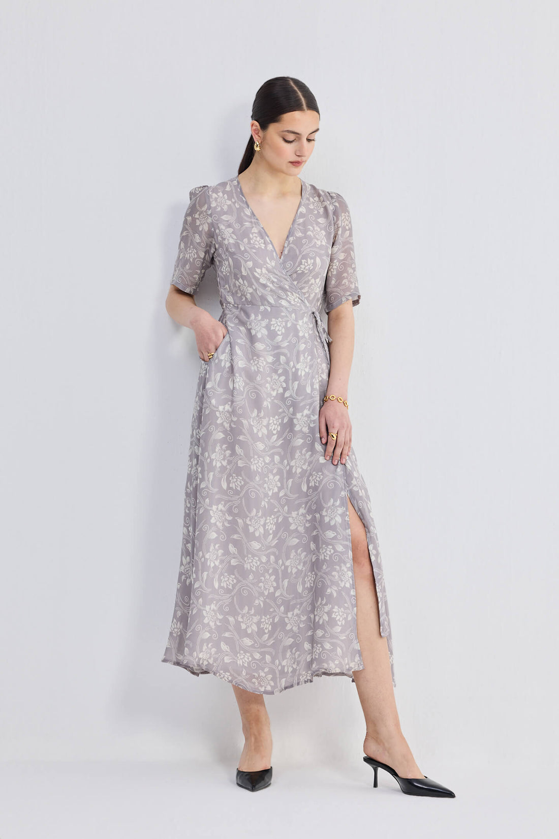 Maxi Wrap Floral dress in Vintage Vines -COL - Stella Carakasi