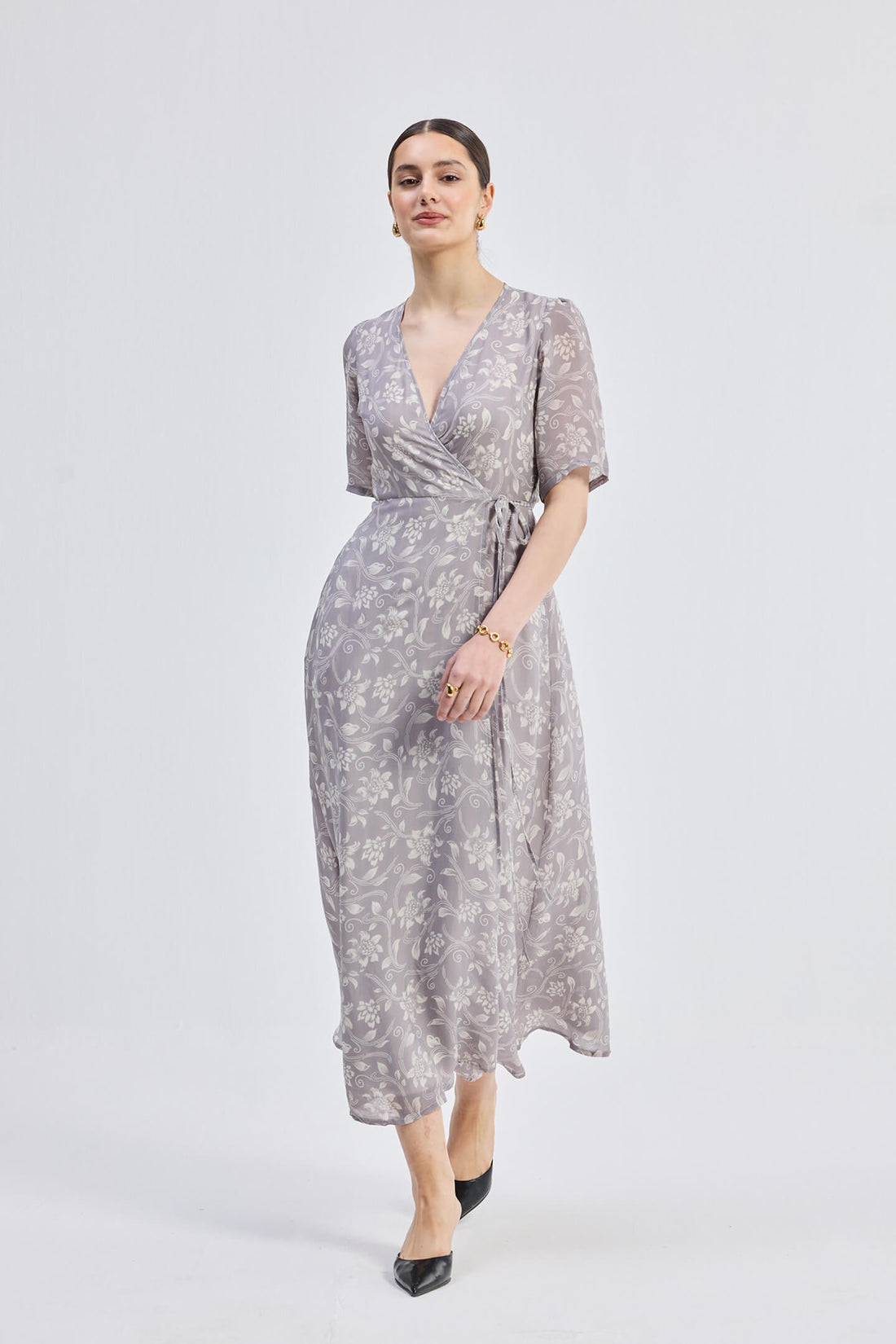 Maxi Wrap Floral dress in Vintage Vines -COL - Stella Carakasi