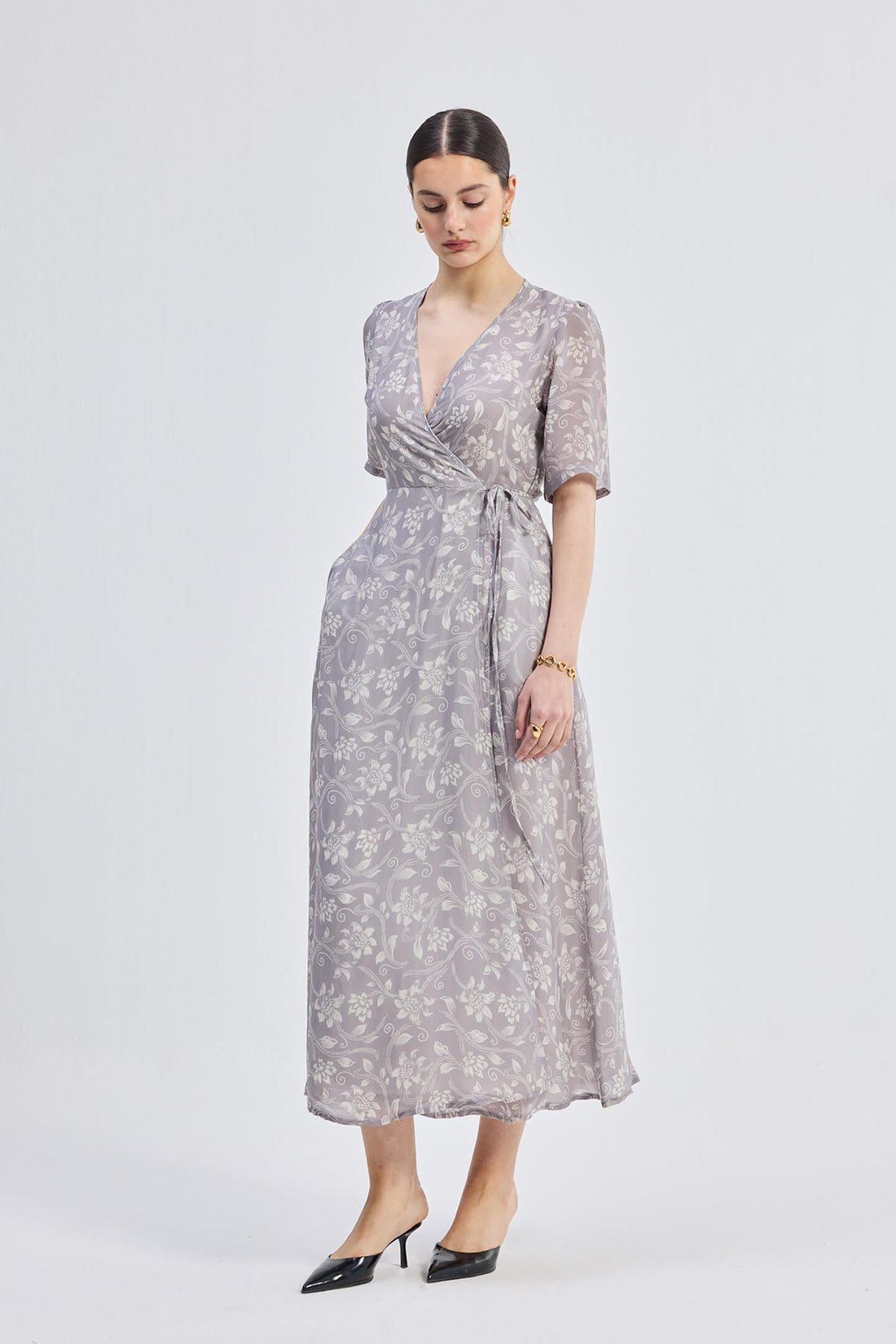 Maxi Wrap Floral dress in Vintage Vines -COL - Stella Carakasi