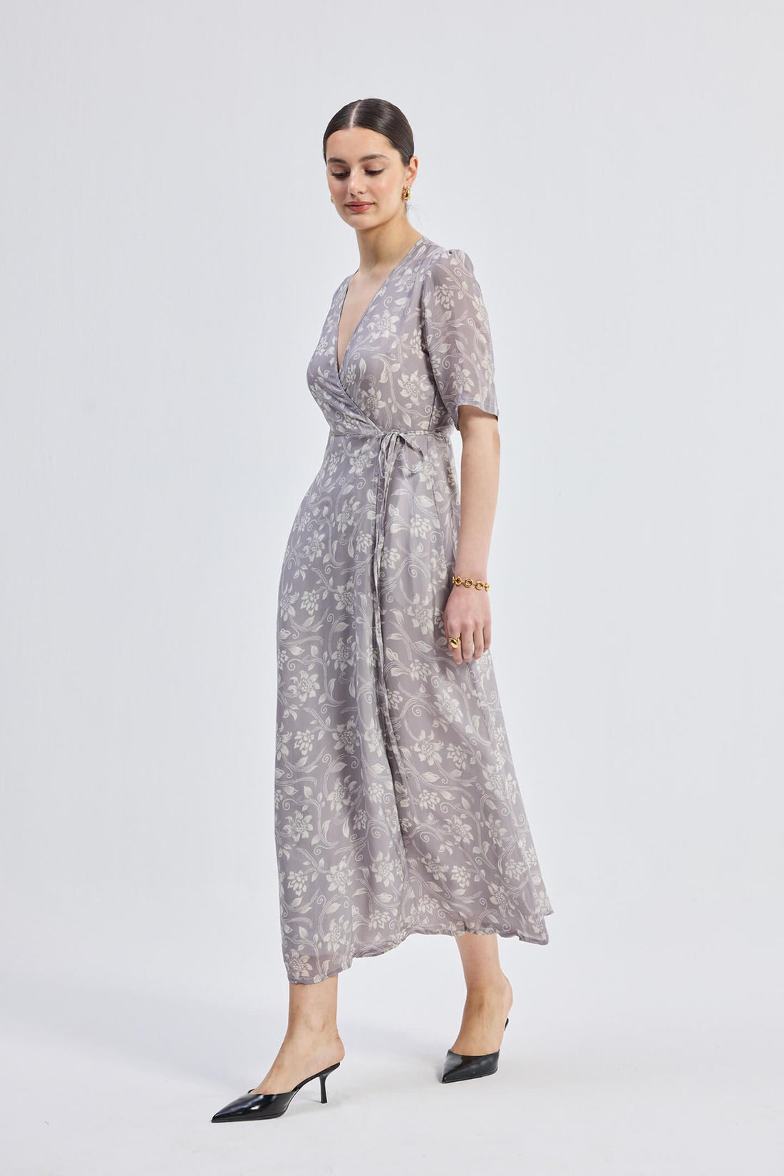 Maxi Wrap Floral dress in Vintage Vines -COL - Stella Carakasi