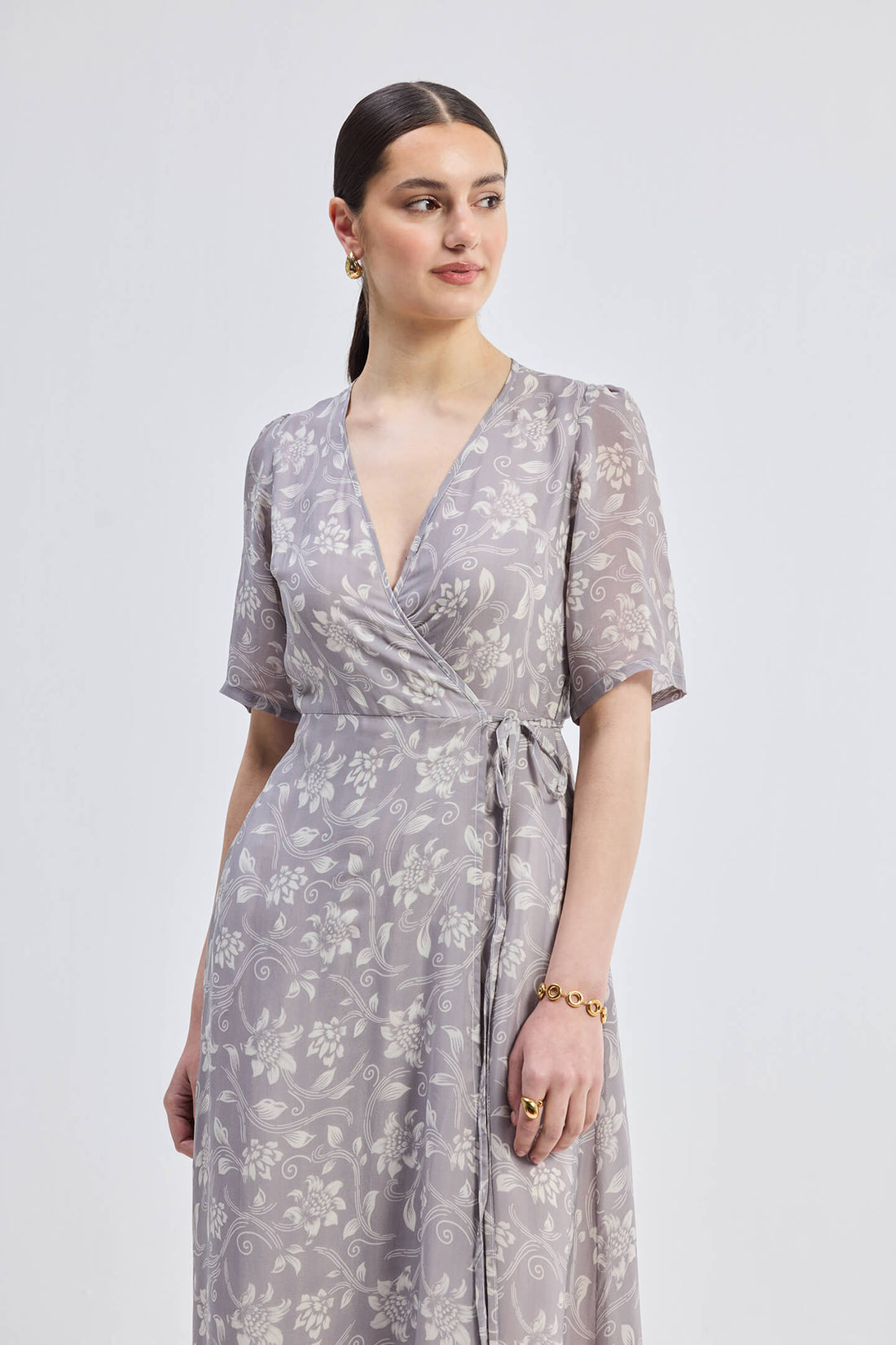 Maxi Wrap Floral dress in Vintage Vines -COL - Stella Carakasi