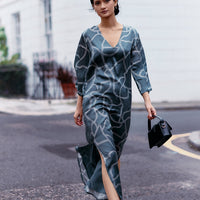 Maxi Dress with Side Slits in Abstract Stripes -COL - Stella Carakasi