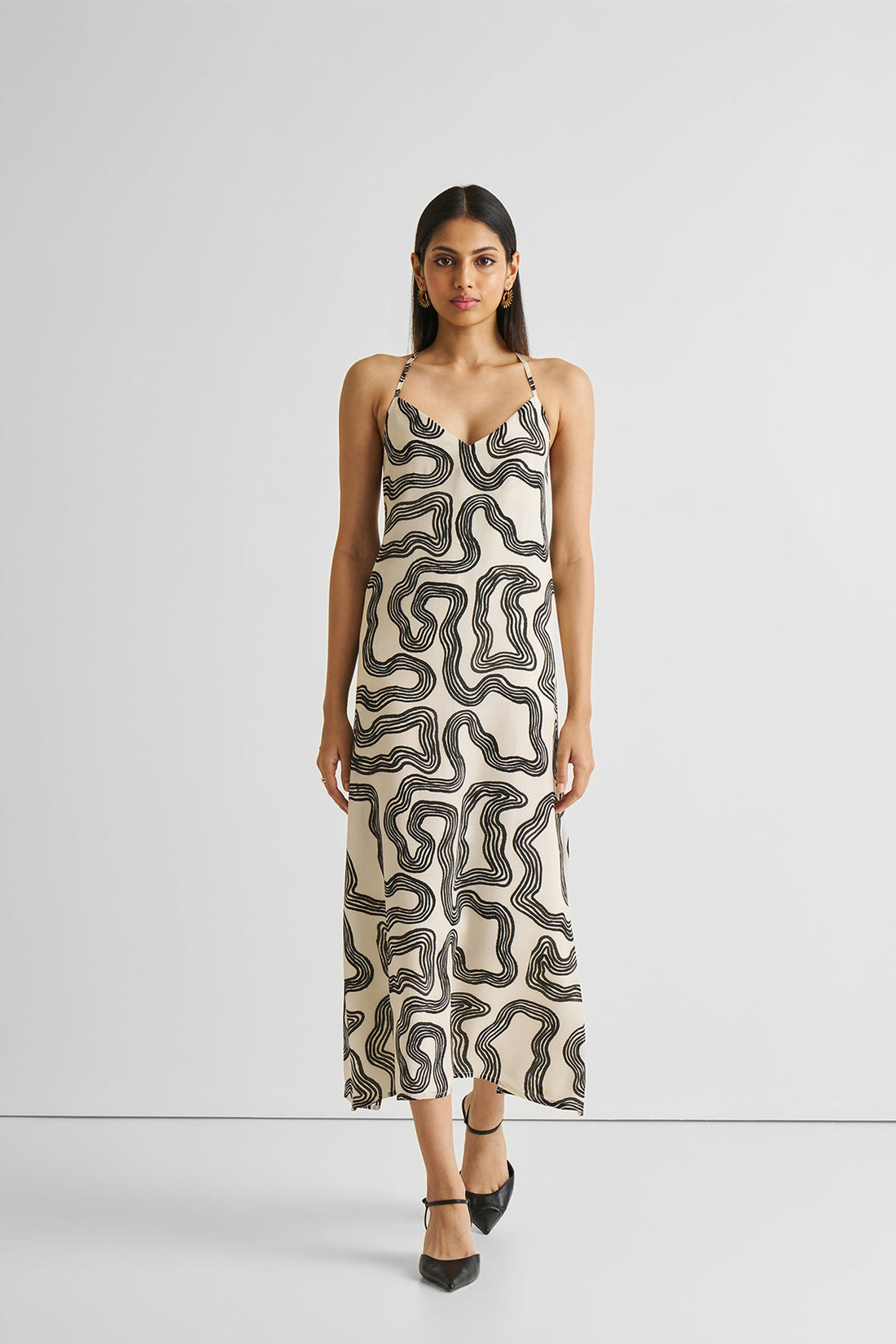 Midi Slip Dress in Black Stripes -COL - Stella Carakasi