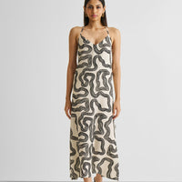 Midi Slip Dress in Black Stripes -COL - Stella Carakasi
