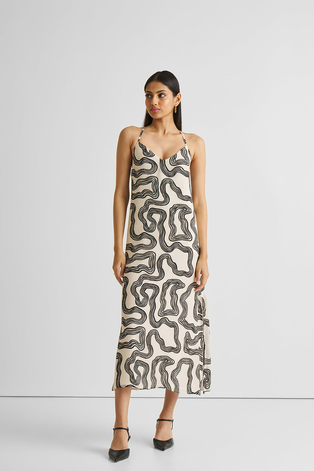 Midi Slip Dress in Black Stripes -COL - Stella Carakasi