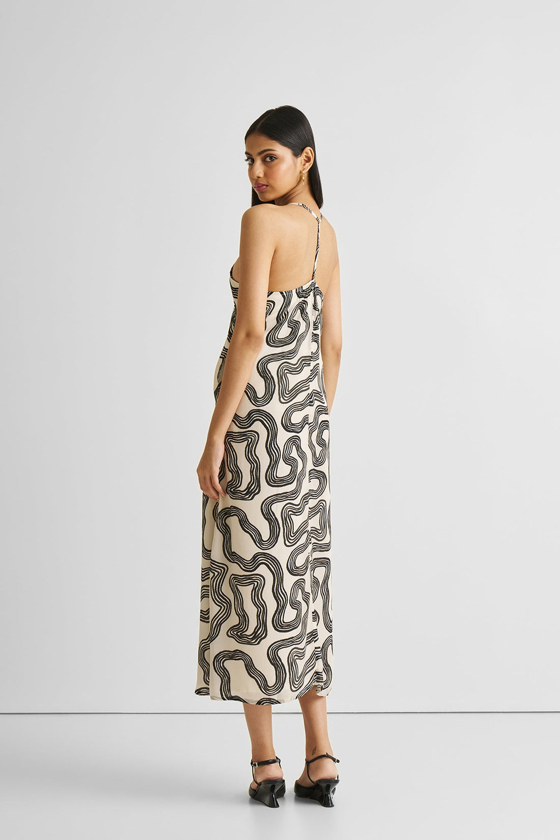Midi Slip Dress in Black Stripes -COL - Stella Carakasi
