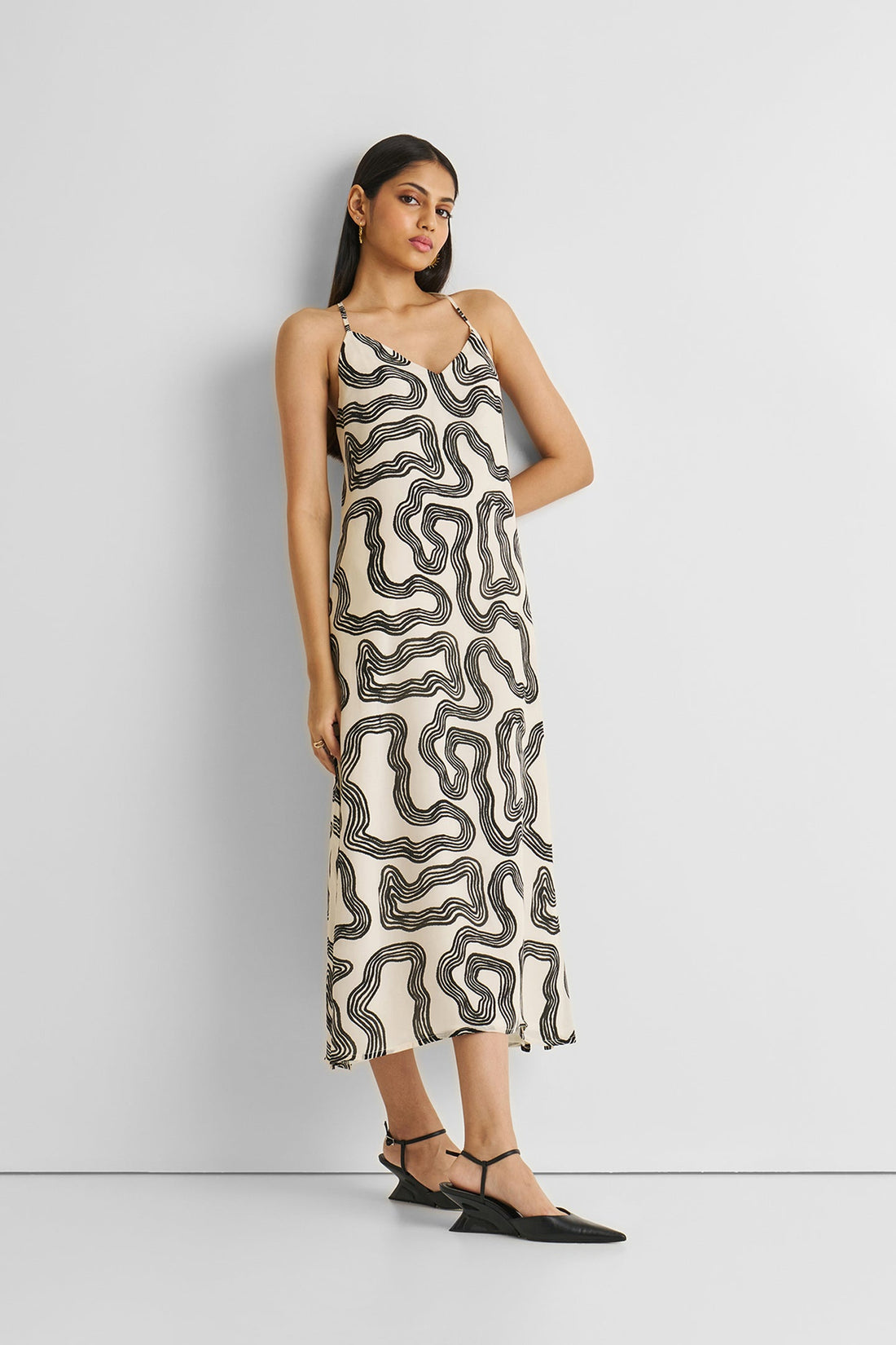 Midi Slip Dress in Black Stripes -COL - Stella Carakasi