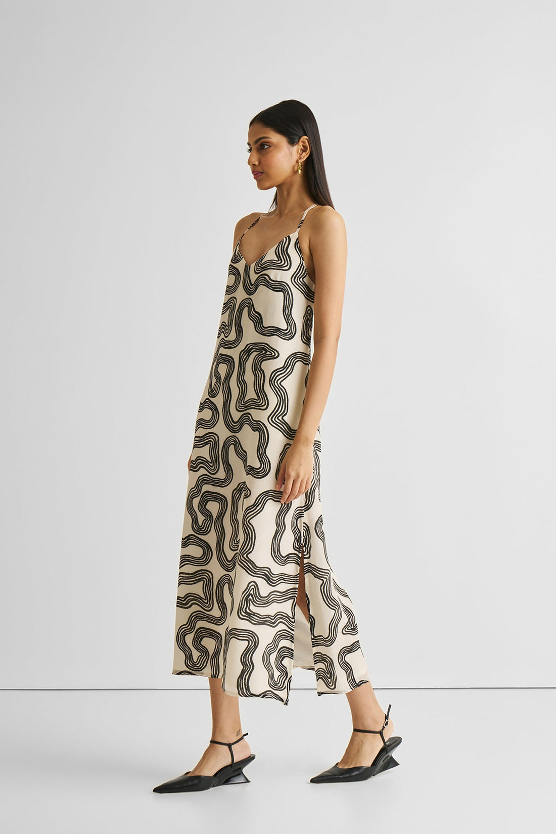 Midi Slip Dress in Black Stripes -COL - Stella Carakasi