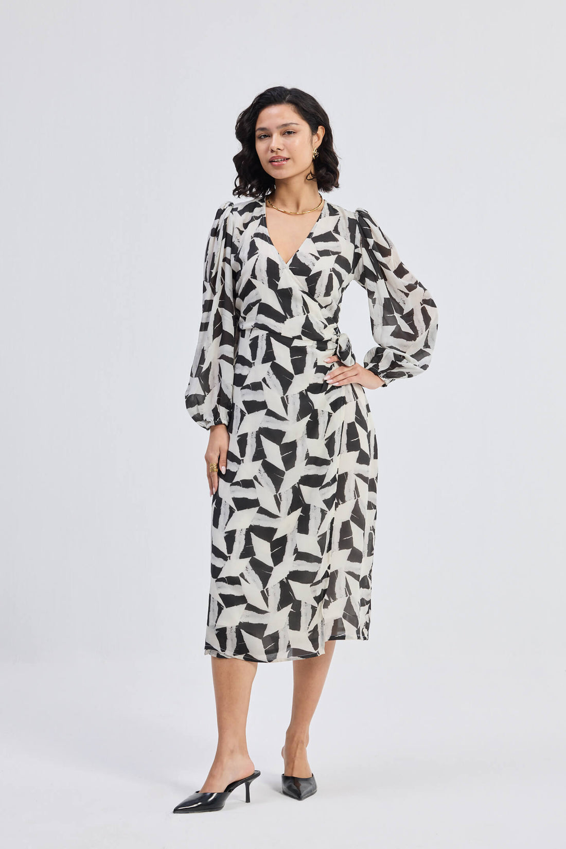 Midi Wrap Dress in Abstract Mosaic -COL - Stella Carakasi