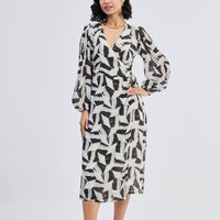 Midi Wrap Dress in Abstract Mosaic -COL - Stella Carakasi