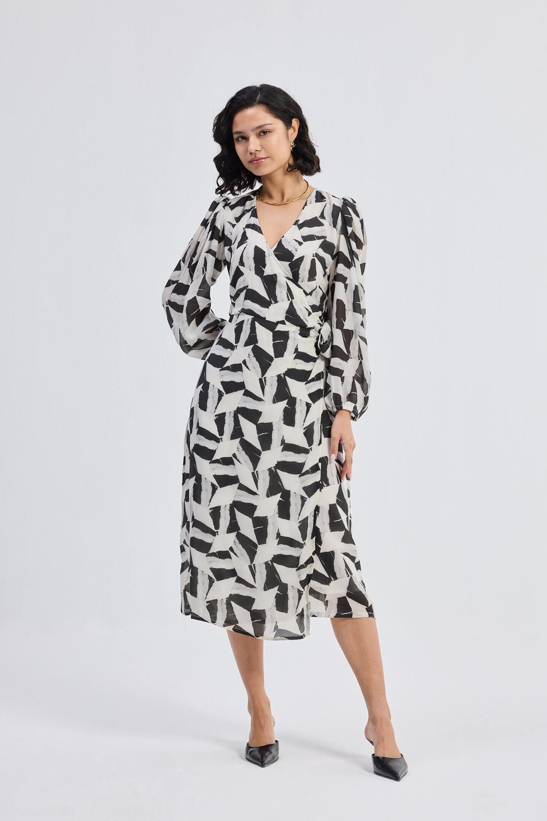 Midi Wrap Dress in Abstract Mosaic -COL - Stella Carakasi