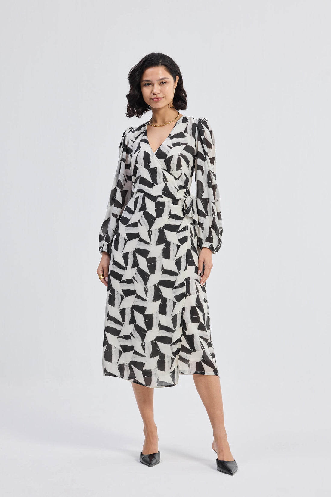 Midi Wrap Dress in Abstract Mosaic -COL - Stella Carakasi