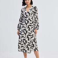 Midi Wrap Dress in Abstract Mosaic -COL - Stella Carakasi