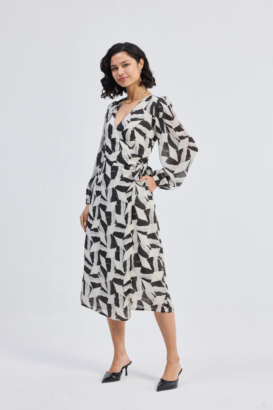 Midi Wrap Dress in Abstract Mosaic -COL - Stella Carakasi