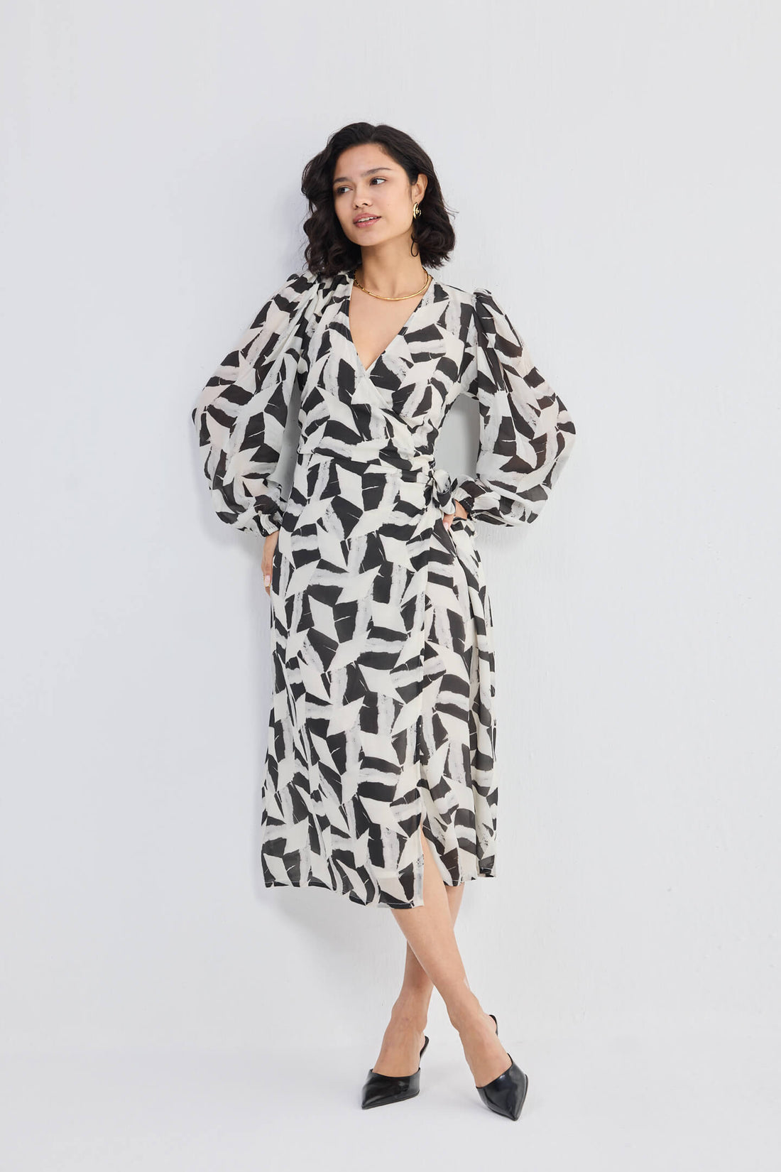 Midi Wrap Dress in Abstract Mosaic -COL - Stella Carakasi