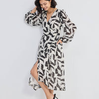 Midi Wrap Dress in Abstract Mosaic -COL - Stella Carakasi