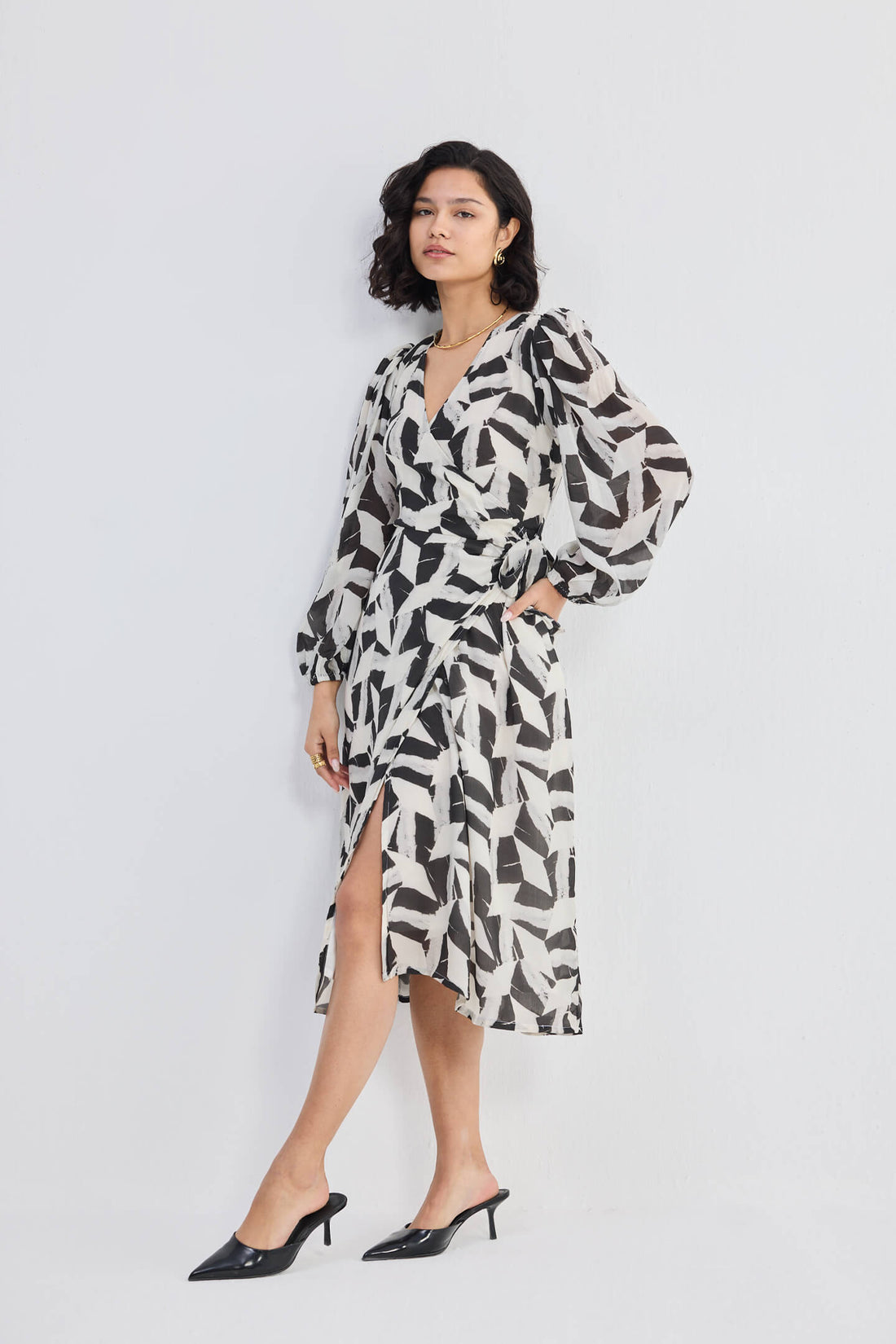 Midi Wrap Dress in Abstract Mosaic -COL - Stella Carakasi