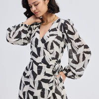 Midi Wrap Dress in Abstract Mosaic -COL - Stella Carakasi