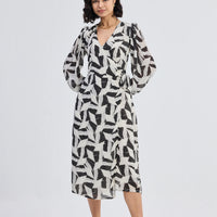 Midi Wrap Dress in Abstract Mosaic -COL - Stella Carakasi