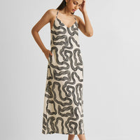 Midi Slip Dress in Black Stripes -COL - Stella Carakasi